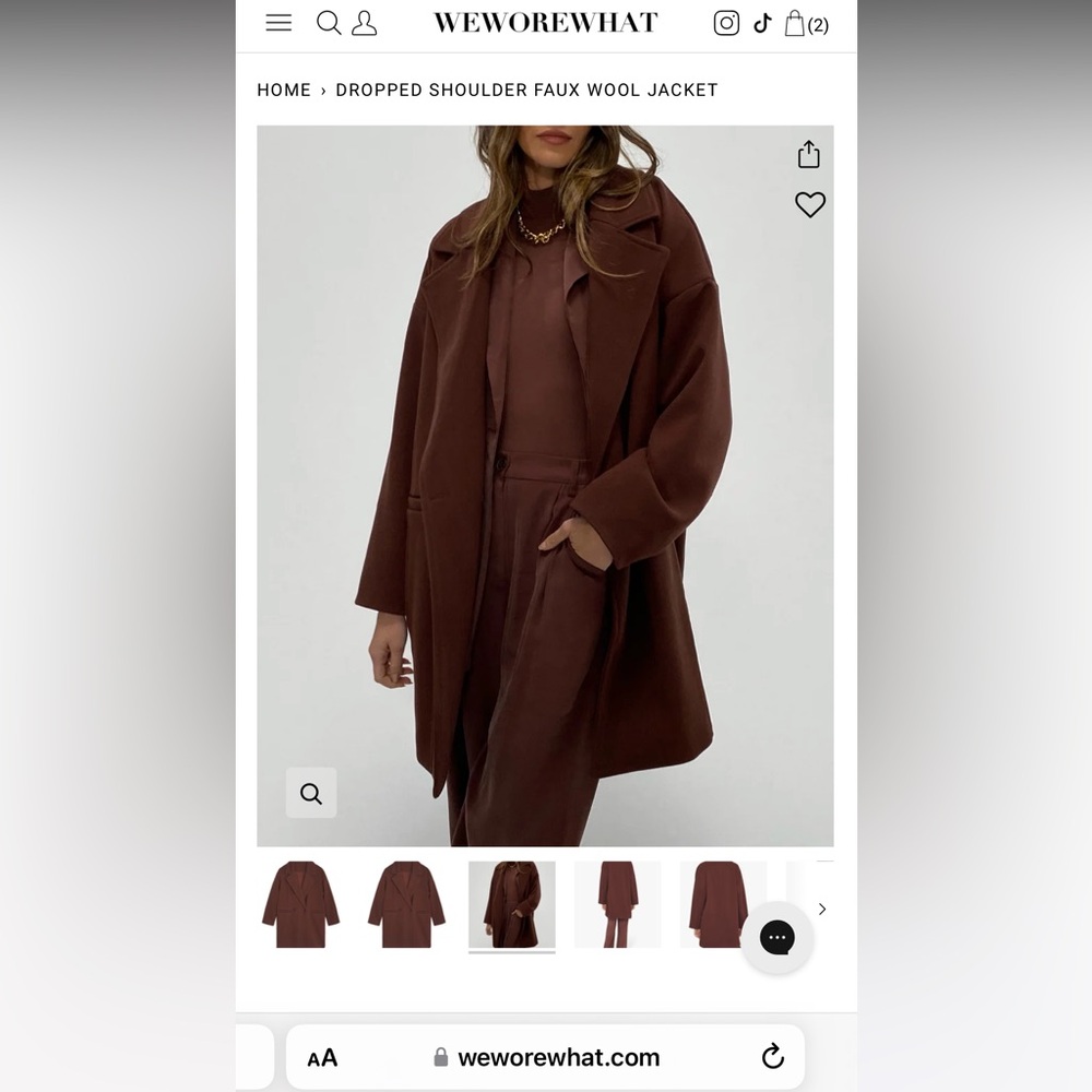 DROPPED SHOULDER FAUX WOOL JACKET
BROWN / M NEW WITH TAGS